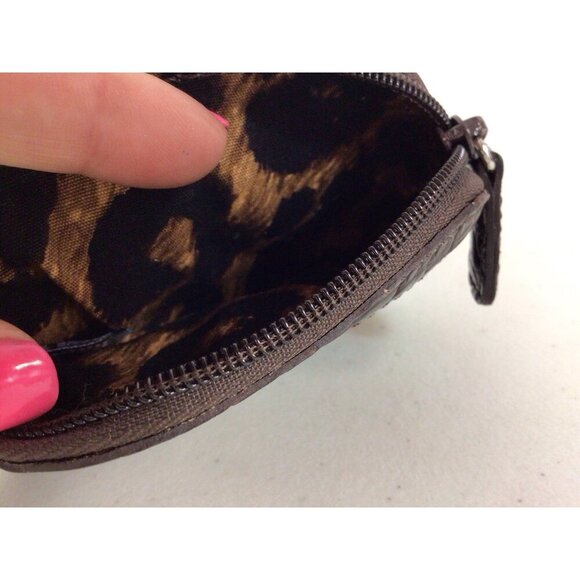 Brighton Leather Coin Purse Brown Croc Trim and Heart - Picture 2 of 6